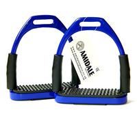 AMIDALE SPORTS FLEXI STIRRUPS HORSE RIDING BENDY IRONS BEAUTIFUL COLORS VARIOUS SIZES (NAVY BLUE, 4.75 IN)