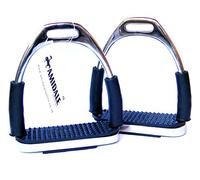 AMIDALE SPORTS FLEXI STIRRUPS HORSE RIDING BENDY IRONS BEAUTIFUL COLORS VARIOUS SIZES (SILVER - STAINLESS STEEL, 4.5 IN)