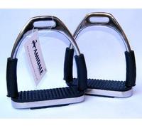 AMIDALE SPORTS FLEXI STIRRUPS HORSE RIDING BENDY IRONS BEAUTIFUL COLORS VARIOUS SIZES (SILVER - STAINLESS STEEL, 5 IN)