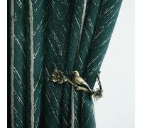 Amidoudou 1 Pair American Luxury Retro Green Fish Bone Curtains Room Darkening Green and Gold Curtains for Living Room Bedroom (Green,54x90 Inch)