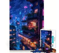 Amidst The Neon Lights Jigsaw Puzzle 1000 Piece Cognitive Fun Play Precise Interlock Structure Bonding Activity for Loved Ones (38x26cm)