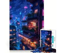 Amidst The Neon Lights Teenagers 1000 Pieces Puzzle Memory Fun Game Clean Cut Sturdy Components Portable Travel Friendly Fun Game (50x75cm)