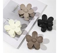 Amie Louise Beauty Supplies 4pcs Solid Colour Frosted Hair Grab Clips, Large Flower Shaped Ponytail Holders claw clips For Women, Kids, Teens & Girls, Strong Hold Hair Clamps for Medium Thick Hair