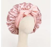 Amie Louise Beauty Supplies Satin Hair Bonnet for Sleeping, Silky Satin Head Cover with Tie Band, Pink
