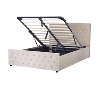 Beliani Ottoman Bed Velvet AMIENS 140 x 200 cm (EU Double) Taupe