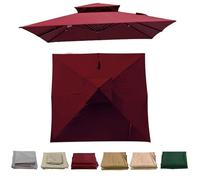 Amieron 2.5x2.5m/3x3M Square Patio Umbrella Replacement Canopy, 7 Ribs Cantilever Umbrella Top Cover, Hanging Offset Cantilever Outdoor Patio Umbrella Cover Canopy for Backyard Garden Beach Yard