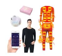 Amieron Men's Thermal Underwear Set 20 Areas Heating, USB Electric Thermal Heated Long Johns Set for Winter Outdoors, APP Temperature Adjustment Washable(No Battery) (Color : L)