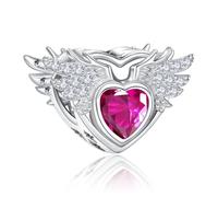Amieween 925 Sterling Silver Charms January to December Birthday Stone Beads Angel Wings Love Pendant Compatible with Women's Bracelets, Necklaces, Birthdays, Sterling Silver, Cubic Zirconia