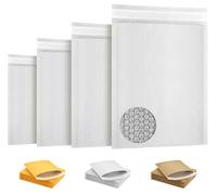 Amiff White Kraft Bubble Mailer Envelopes, 4 x 7 Inches. 50 Pack Mail Padded Envelopes Self Seal. Waterproof Kraft Bubble Mailers. Tear-Resistant Mailing Envelope Padded. Sturdy Paper Mailer