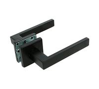 Amig 0 Set of Stainless Steel Handles and Black Finish with Nickel-Plated Interior Rosette