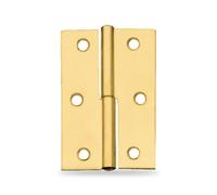 Amig - 2 Pack Furniture Hinges - Left Handed - Brass Plated Steel - 60 x 41 x 1.2 mm - Removable, Square Edge and Without End