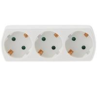 Amig - 3-Way Schuko Plug Thief Mod.3210 with Ground Socket for Connecting Electrical Appliances - Triple Horizontal Wall Adapter - Max Voltage: 250 V - Max Amperage: 10/16 A
