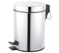 Amig - 3L Bathroom Pedal Bin Mod. Linea - Polished Inox Finish - Hands-Free Hygienic Opening - Ø16.8 x 25.5 cm - Stainless Steel - Round Bin with Removable Inner Bucket