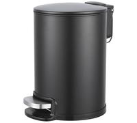 Amig - 3L Bathroom Pedal Bin Mod. Tacto - Black - Hands-Free Hygienic Opening - Ø16.8 x 25.5 cm - Lacquered Stainless Steel - Round Bin with Removable Inner Bucket