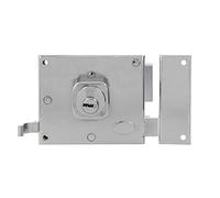 amig Amig 72 88 x 85 mm Round Cylinder Chrome Plated Steel Polished Silver Door Lock with Latch and Handle for Wooden Doors