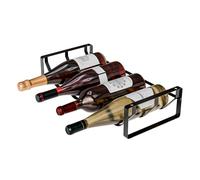 Amig - Bottle Rack for 4 Bottles - Black Steel Shelf - Wine Bottle Organizer for Kitchen, Pantry, Dining Room or Cellar - Size: 41 x 20.5 x 9.5 cm