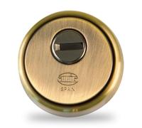 Amig - Cylinder Protector Mod. 31 - Brass - Leather Finish - Hollow Outer Ring - Ø65 mm - with Anti-Drill Plate - with Screws and mounting Support - Euro Profile Cylinder EN1303 - Sintered Steel Body