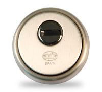 Amig - Cylinder Protector Mod. 31 - Brass - Silver Finish - Hollow Outer Ring - Ø65 mm - with Anti-Drill Plate - with Screws and mounting Support - Euro Profile Cylinder EN1303 - Sintered Steel Body