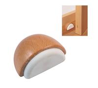 Amig - Decorative Semicircular Adhesive Floor Stop or Retainer in Wood with Beech Finish and White Rubber - Protects Walls and Furniture from Bumps - Diameter Ø45 x 25 mm