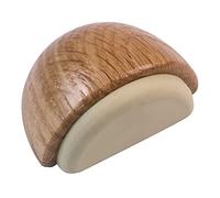 Amig - Decorative Semicircular Adhesive Floor Stop or Retainer in Wood with Oak and Rubber Finish in Beige Colour - Protects Walls and Furniture from Bumps - Diameter Ø45 x 25 mm