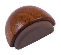 Amig - Decorative Semicircular Adhesive Floor Stop or Retainer in Wood with Sapelli Finish and Rubber in Dark Brown Colour - Protects Walls and Furniture from Bumps - Diameter Ø45 x 25 mm