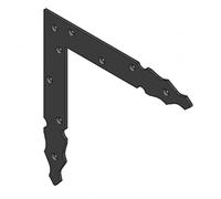 Amig - Decorative Square - Right - 300 x 240 x 4 mm - Pointed Finish - Classic Gothic Style - Ideal for Decoration or Reinforcement of Shutters, Doors and Furniture - Black Steel