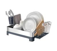 Amig - Dish Drainer Siba - 51 x 32 x 24.6 cm - Stainless Steel and Plastic - Grey Color - Drainer with Drip Tray and Cutlery Holder - Capacity for 10 Plates and 4 Glasses
