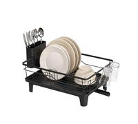 Amig - Dish Rack PLATZ - 47 x 34.4 x 22.3 cm - Steel and Polypropylene with Coating - Black Color - Dish Drainer with Drain Tray and Cutlery Holder - Drainer with Drip Tray and Cutlery Support