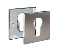 Amig - Door Escutcheon Set | Square Rosette | Matte Stainless Steel | Cover for Euro Profile Cylinder Locks | Accessory for Interior and Exterior Doors | 2 Units