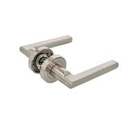 Amig - Door Handle on Rose Mod. MAI RX - for Interior Doors - 8 mm Spindle - Ø52 mm zamak Rose - Aluminium Handle - Brushed Nickel Finish