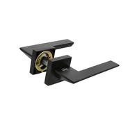 Amig - Door Handle Set | Mod. ZAHORA | 51 x 146 mm | Matte Black Aluminum | with Keyhole | Elegant and Simple Design | Ergonomic Grip Handle