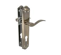 Amig - Door Handle Set with Plate and Keyhole - Square Spindle 8 mm - 256 x 48 mm - Brass - Leather Finish