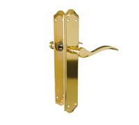 Amig - Door Handle Set with Plate | Beta Handle | Made of Steel | 256 x 48 mm | Square Pin 8 mm | Matt Brass-Plated