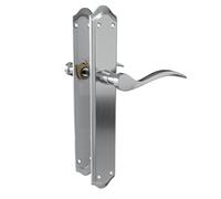 Amig - Door Handle Set with Plate | Beta Handle | Made of Steel | 256 x 48 mm | Square Pin 8 mm | Matt Chrome-Plated