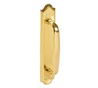 Amig | Door Handle with Brass Plate Mod.13 | Dimensions: 245 x 45 mm | Classic and Heavy Duty | Includes Coach | with Polished Gold Finish