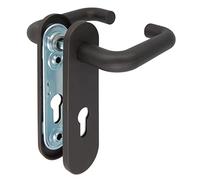 Amig - Door Handles with Backplate and Keyhole - Black Door Handle for Lock, Heavy-Duty Use, Fire Doors, Garage or Storage Room - Plate 172 x 46 mm - 9 mm Spindle - Steel with Polypropylene