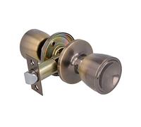Amig - Door Knobs - Cup Style Passage Door Knob for Interior Doors - Double-Sided Knob Set - Adjustable 60/70 mm Latch - Brass - Leather Finish