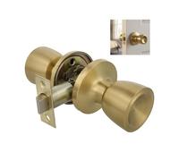 Amig - Door Knobs - Passage Door Knob for Interior Doors - Easy Operation and Comfortable Grip - Adjustable 60/70 mm Latch - Brass - Matte Brass