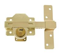 Amig - Door Security Bolt Surface Mounted Lock with Round Cylinder Inside and Outside Mod. 4 - Key Lock - 105 x 170 mm - Includes 5 Dimple Keys - Gold Steel