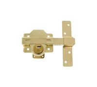 Amig - Door Security Bolt Surface Mounted Lock with Round Cylinder Inside and Outside Mod. 4 - Key Lock - 88 x 153 mm - Includes 5 Dimple Keys - Gold Steel