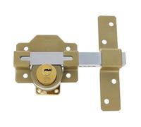 Amig - Door Security Bolt Surface Mounted Lock with Round Cylinder Inside and Outside Mod. 4 - Key Lock - 88 x 153 mm - Includes 5 Dimple Keys - Hammered Steel