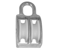 Amig - Double Fixed Pulley - Fixed Double Pulley - Indoor and Outdoor Use - 8 x 30 mm - Zinc-Plated Steel - White
