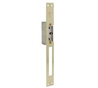 Amig - Electric Mortise Door Strike for Access Control - Compatible with European 13 mm Latch - Faceplate 250 x 25 mm - Lacquered Brass-Plated Steel - Gold Finish - 8-12 V AC/DC