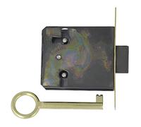 Amig - Embossing Lock for Furniture | Entry to 40 mm | Includes Cap Key | Locking System for Tables, Cabinets and Small Furniture | Matte Gold Brass