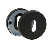 Amig - Escutcheon for Round Rose Door Handles - Mod. 4RX - Ø53 mm - for Lever Lock (Mortice Key) - Ø53 mm, 8 mm Thickness - Set of 2 Escutcheons with Screws - Black Stainless Steel
