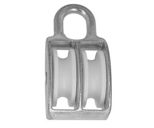 Amig - Fixed Double Roller Model 651 | With White Plastic Wheel | For Indoor and Outdoor Use | Dimensions 9 x 40 mm | Steel | Galvanised Surface | Not Suitable for Lifting Work