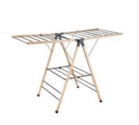 Amig - Foldable Clothes Airer with Wings Mod. Aeria NaturDry - Epoxy-Coated Steel and Bamboo - Clothes Dryer - Easy to Set Up and Fold - 13 m Drying Space - Size 137x62x92 cm - Colour Black/Bamboo