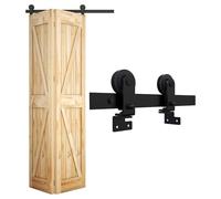 Amig - Folding Sliding Door kit - 110 cm Black Steel Guide - Resistance up to 40 kg - Stable and Compact - Silent and Stable Sliding - Mod. SD006