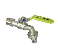 Amig - Garden Tap for Hoses | Wall Inlet for 1/2" Hoses and 3/4" Adapter | Faucet for Watering Pitches or Patios, Sturdy and Durable | Thread Fixation | Nickel Plated Brass