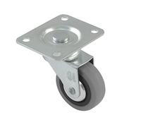 Amig - Grey Rubber Wheel with Plate and Bearings Mod.2502 Silent for Trolleys, Furniture, Tables or Legs - Maximum Load Resistance: 17 kg - Diameter Ø 40 mm - Plate Measurements: 46 x 46 mm